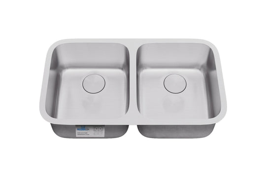 Allora USA - KSN-3318 - 33" x 18" x 9" Undermount 50/50 Double Bowl Stainless Steel Kitchen Sink