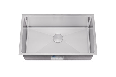 Allora USA - KH-3018-7-S-R15 - 30" x 18" x 7" Undermount Bowl Handmade Stainless Steel Kitchen Sink - KralSu Sink and Faucet Supplies